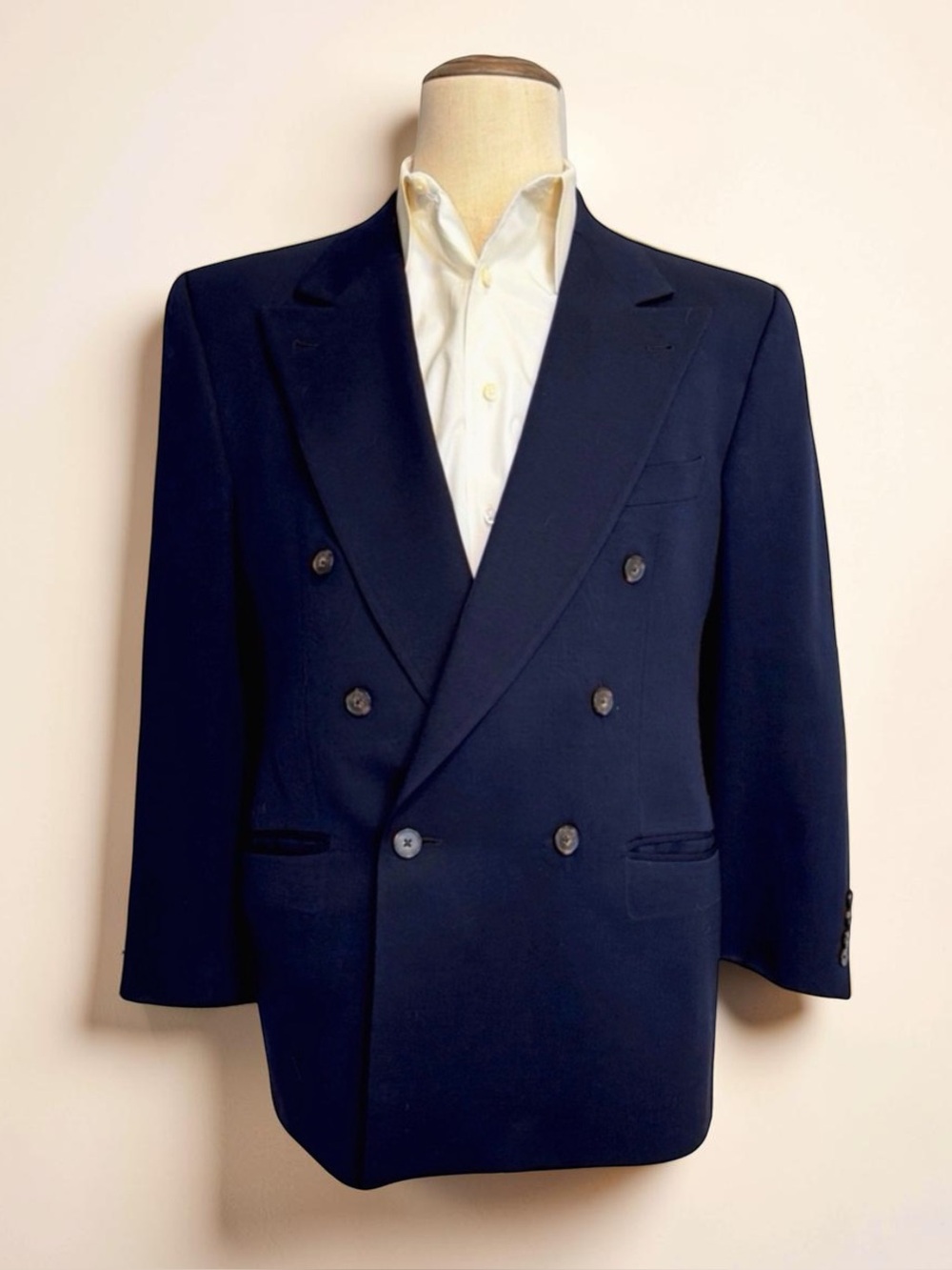 Joseph Abboud for Nordstrom Navy Double-Breasted 100% Wool Blazer 40R